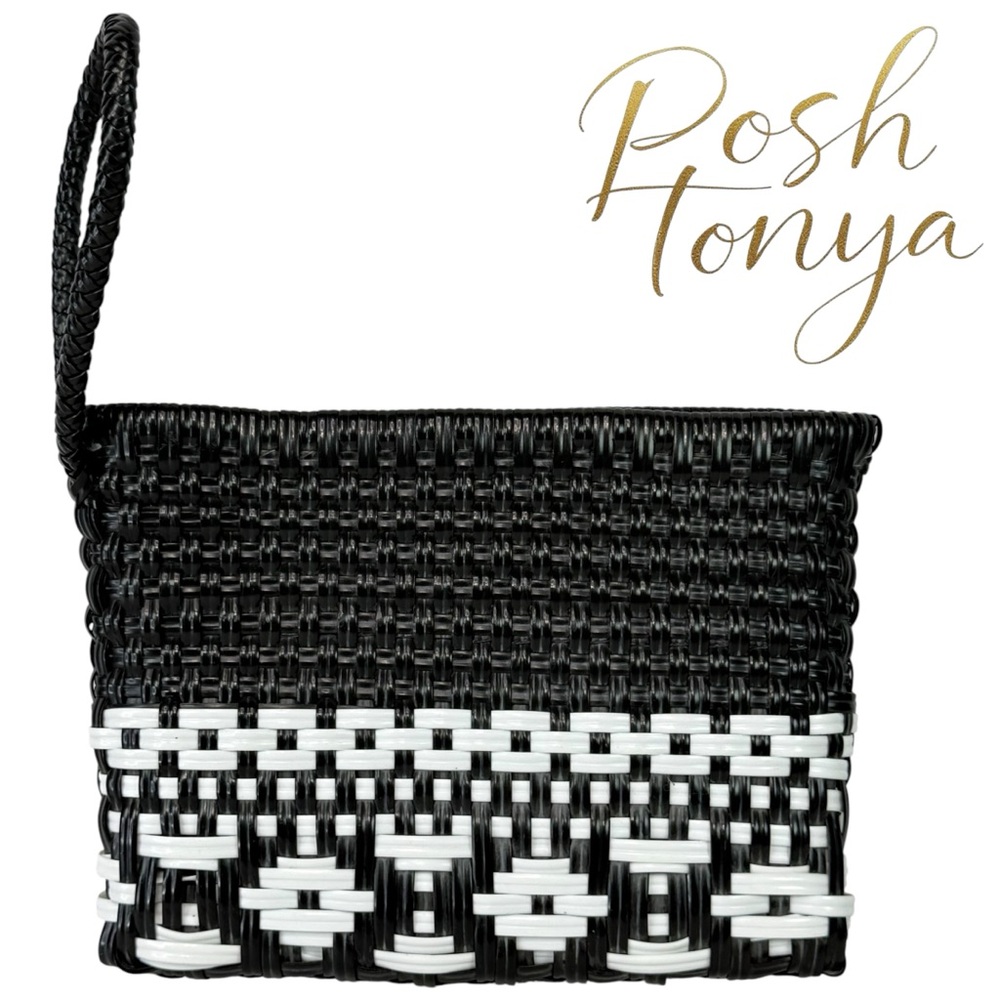 Maria Victoria Handmade Woven Wristlet Black White Resort Boho Statement